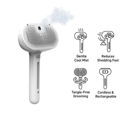 Fur Sweep™ 2026 Foldable Steam Brush – 2-in-1 Pet Grooming & Deep Cleaning Tool